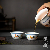 Ceramic teacup chicken tank cup tea set Chinese kung fu home vintage tea cup tea leak male Cup Cover bowl set