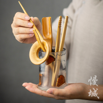 Resin pine tea tube six gentlemen set kung fu tea art tea set accessories household tea clip tea spoon tea needle set