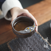 Handmade coarse pottery tea cup Master Cup ceramic retro kung fu tea set Cup individual cup household small tea bowl tea cup