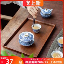 Tea table rectangular wooden tray bamboo large and small tea home Japanese bamboo tea tray simple Japanese tea set tea tray