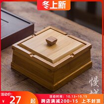 Ashtray bamboo creative retro bamboo with lid high-end office fashion large tea set accessories creative ornaments