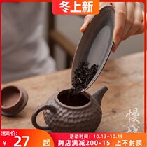 Slow city coarse pottery kiln tea ceramic tea shovel gilt gold tea spoon tea tea box household kung fu tea set spare parts