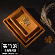 Bamboo and wood tray rectangular retro cosmetics bathroom storage box Tea Cup desktop skin care products finishing wooden box