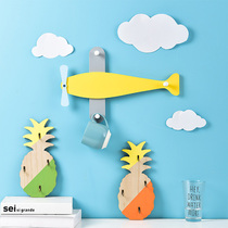 Wall punch-free adhesive hook creative cute childrens room bedroom hanger wall decoration entrance shelf