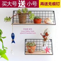 ins simple dormitory wall shelf word solid wood partition storage frame Creative wrought iron shelf Wall decorative frame