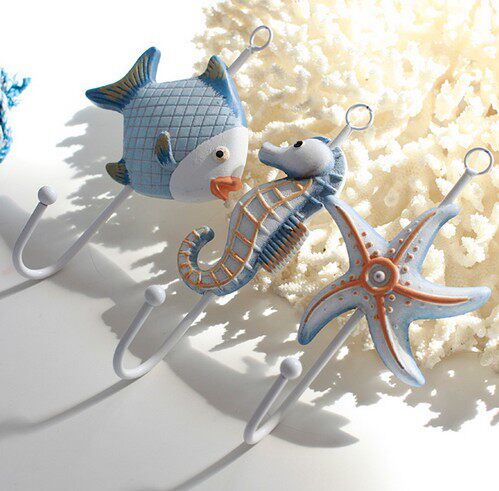 Ground Middle Sea Blue White Ocean Style Decoration Hook Wall Decoration Wall-mounted Sailing Lifebuoy SeaStar Lighthouse Hook