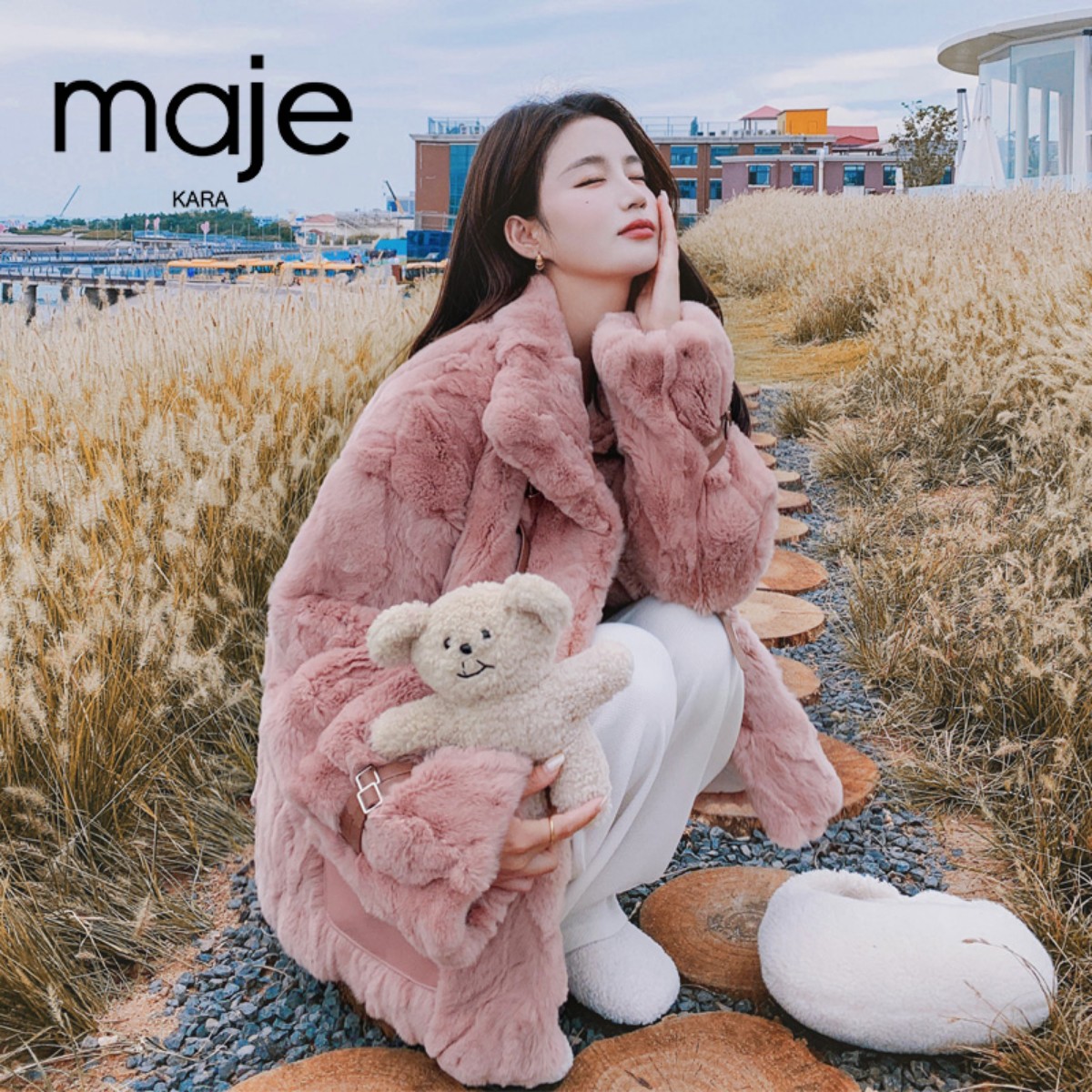 Rabbit suede jacket female winter 2023 new this year popular sweet and beautiful Korean ensemble Lazy Wind Lamb Wool Suede Cotton Clothes-Taobao