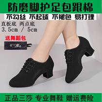 2024 Professional Latin Dance Shoes for Adult Women Summer Medium and High Heel Body Training Square Oxford Cloth Dance Shoes