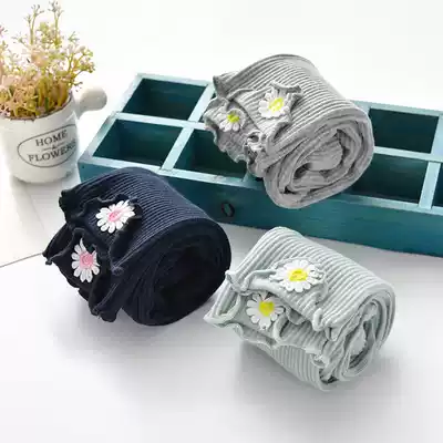 Little girl knitted pants spring trousers women baby wear elastic Joker pants outside kindergarten girl pants