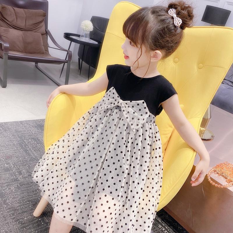 Girls dress 2021 new Foreign school children's clothing Korean version of the big child princess dress children's summer dress female polka dot skirt