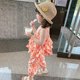 Children's clothing 2021 new small and medium children's two-piece set girls' summer clothes baby internet celebrity suit children's suspenders foreign style