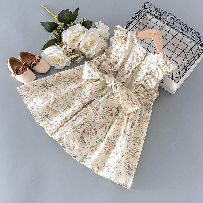 Girls dress 2021 new summer dress net red Ocean princess dress baby floral chiffon skirt children's dress