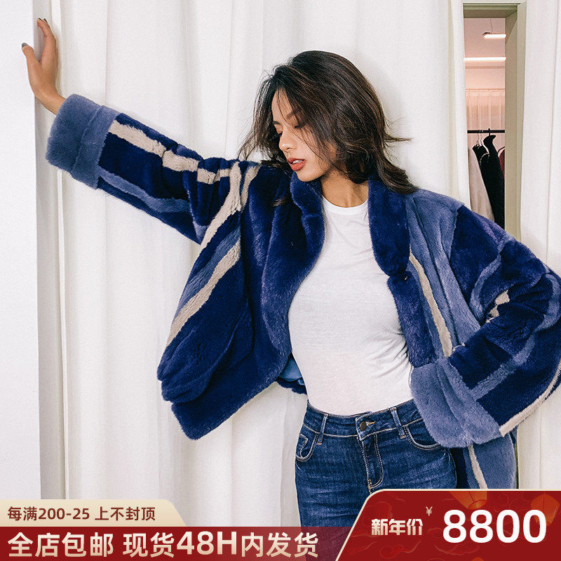 Ying imported mink fur coat women's whole mink short loose bat sleeve mink fur coat 2019 autumn and winter new