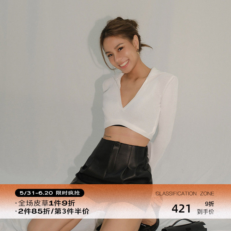 Aying leather grass big long leg special soft little lamb leather 2021 new sensible slim casual genuine leather 50% pants female loose shorts