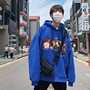 Melody cối xay gió in áo len trùm đầu nam lỏng lẻo phiên bản Hàn Quốc của xu hướng sinh viên hoang dã xuân hè thu tay áo hoodie ngắn tay