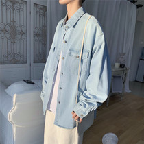 Melody windmill Autumn New washed denim jacket trend mens Hong Kong style handsome lapel casual jacket top