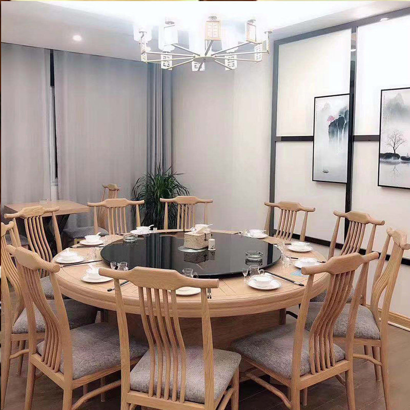 Electric dining table large round table turntable charged magnetic furnace Automatic rotary hotel dining room hotel bag compartment 15 20 people 3 m