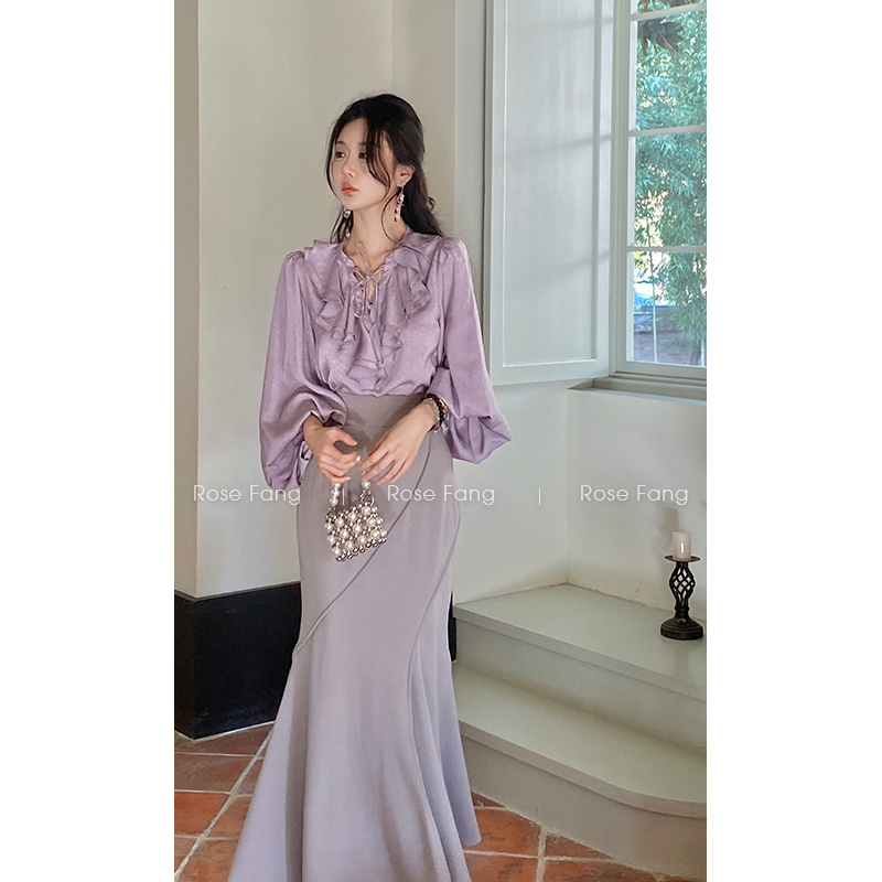 Rosefang【Winnie's Promise】Early Spring French Retro Ruffle Collar Vintage Long Sleeve New Shirt for Women