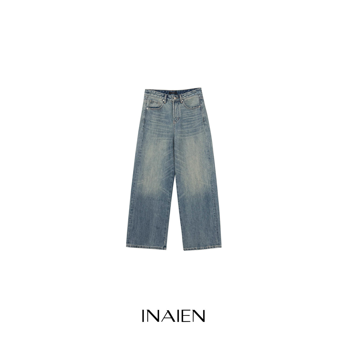 INAIEN笑笑家 джинсы дымчато-синие 2026 новая модель женские широкие брюки
