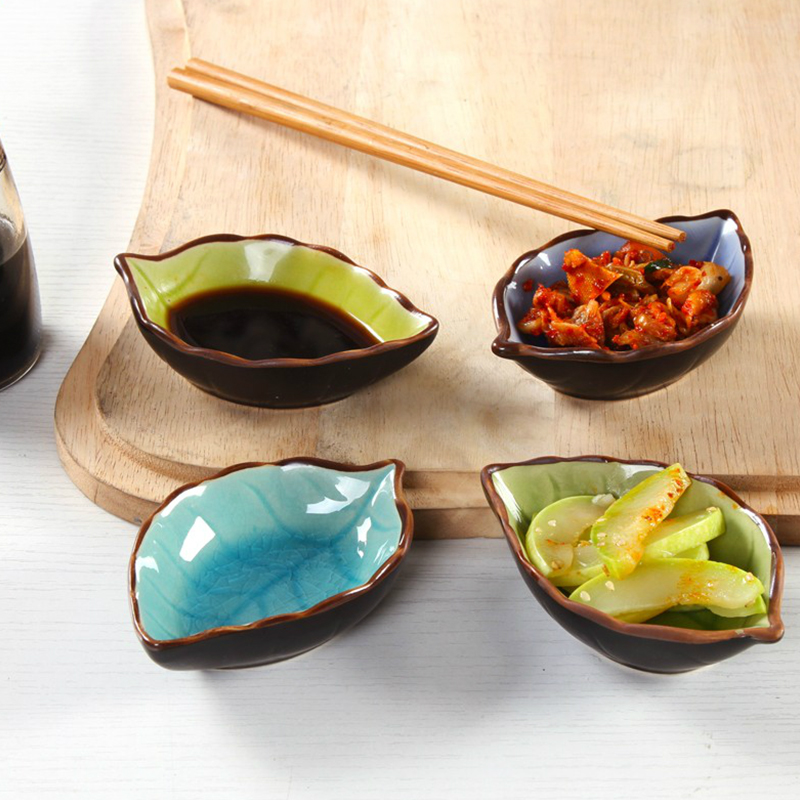Ceramic Small Saucer Kitchenette Seasoned Disc Ice Cracking Glazed Disc Vinegar Saucer Saucer Dish Creative Snack Dish