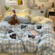 Ins girl heart plaid cat towel embroidered wash cotton four-piece set non-pure cotton student dormitory bed sheet three-piece set set