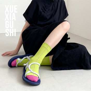 Story under boots heavy industry 200-needle cotton mid-calf socks candy-colored ins trendy socks