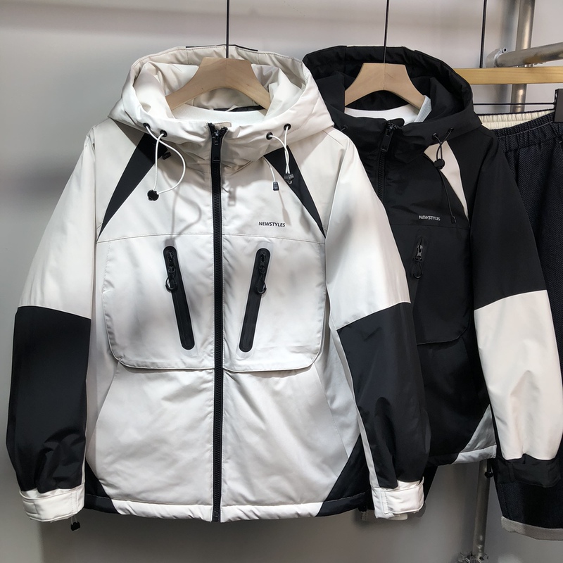 Outdoor down Jacket 2023 Winter New Style Hooded down Jacket Winter Windproof Color-Blocking Design Men's Trendy Coat Outdoor down Jacket 2023 Winter New Style Hooded down Jacket Winter Windproof Color-Blocking Design Men's Trendy Coat