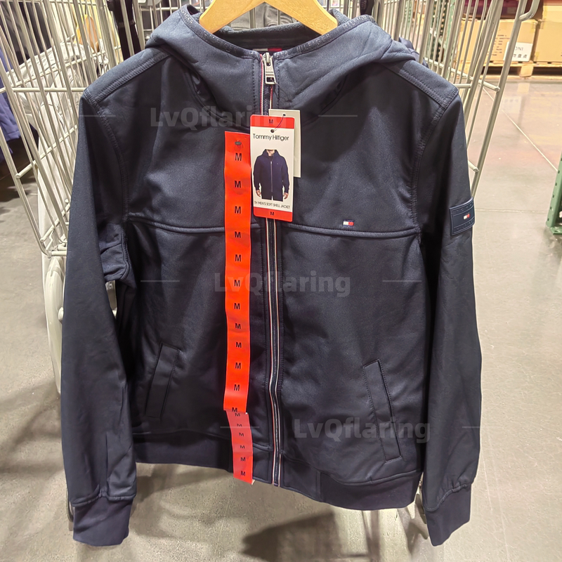 Costco Genuine Tommy Hilfiger Men's Hooded Jacket Cotton Coat Warm Outerwear Business Casual Top