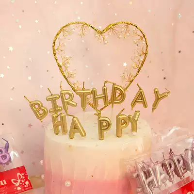 happybirthday Nouveau Riche gold gold letter candle Gold plated craft party English birthday candle