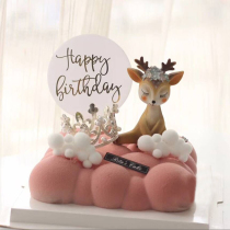 Mori cake decoration cute deer ornaments elk beautiful dessert table dress up birthday cake ornaments decoration