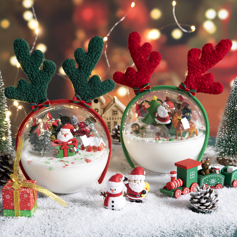 Christmas Cake Decoration Santa Mousse Roe Deer Corner Hair Hoop Cake Gift Box Pendulum with Christmas Tree Plugins-Taobao