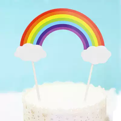 Baking cake decoration dress up seven-color rainbow colorful cake decoration small plug-in card small plug-in flag plug-in card