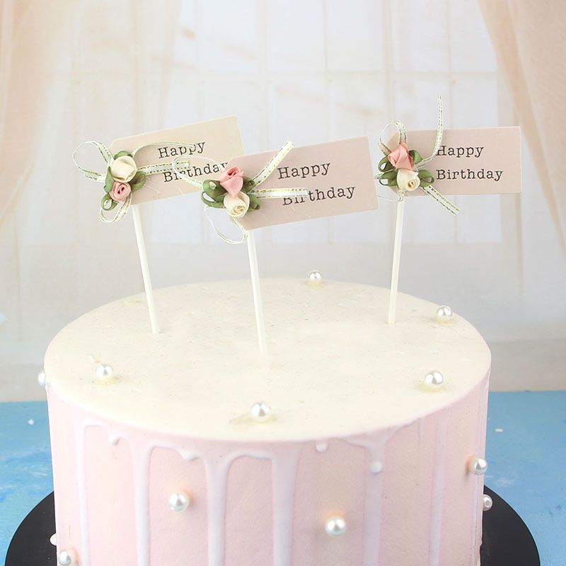 Butterfly Knots Flowers Birthday Cake Inserts Dessert Cup Cake Decoration Cake inserts Flag Dessert Table Decoration