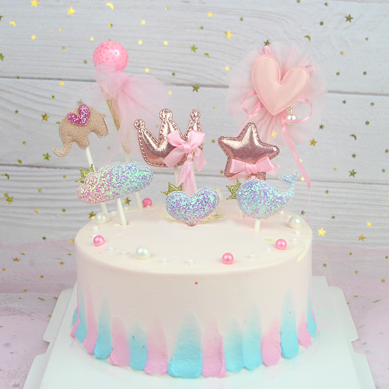 Powder Tether Meritocracy Butterfly Knot Canvas Strip Loving Crown Small Elephant Cake Inserts Plug-in Party Sweet Table Clothing Accessories