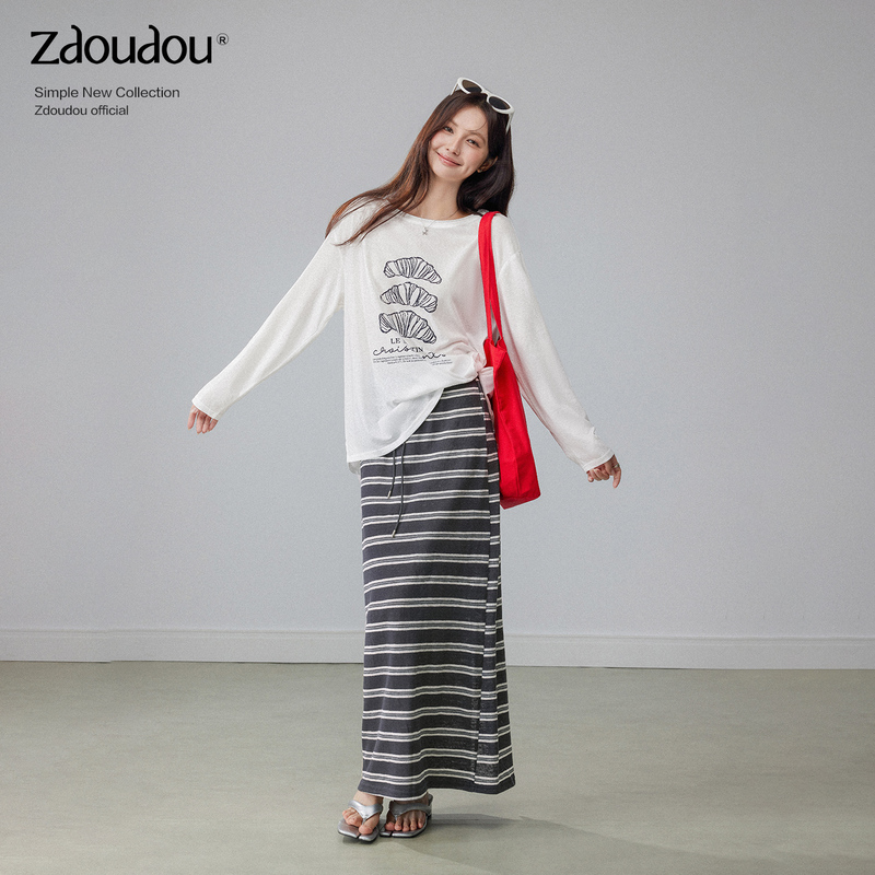 Zhang Doudou White Sun Protection Blouse + Striped Skirt Two-Piece Set for Women Summer 2026 New Loose and Lazy Style Suit Zhang Doudou White Sun Protection Blouse + Striped Skirt Two-Piece Set for Women Summer 2026 New Loose and Lazy Style Suit