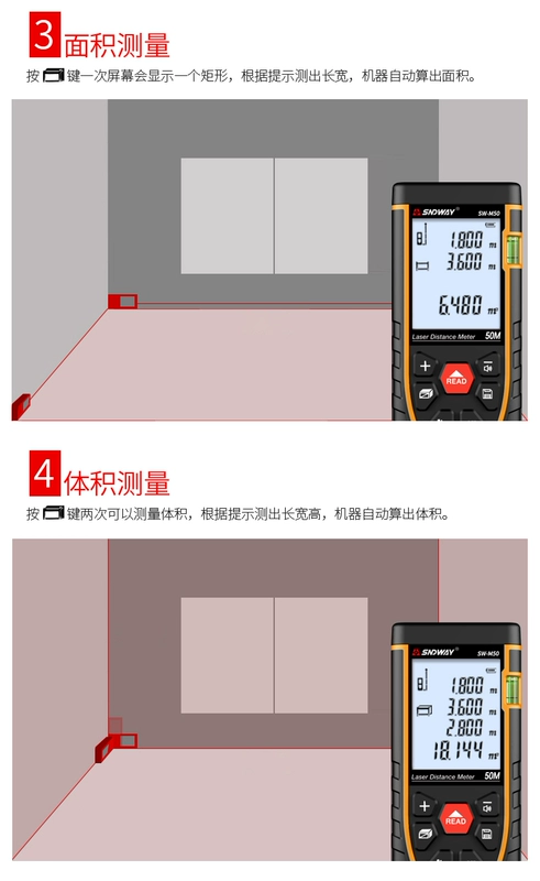 Shendawei hồng ngoại đo xa laser có độ chính xác cao thước điện tử phòng nhạc cụ cầm tay trong nhà dụng cụ đo pin lithium