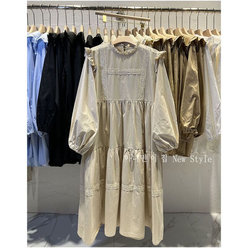 Plus Size 150kg Stand Collar Chic Elegant Sweet Long Shirt Fat mm Loose Lace Splicing Dress 220 Plus Size 150kg Stand Collar Chic Elegant Sweet Long Shirt Fat mm Loose Lace Splicing Dress 220