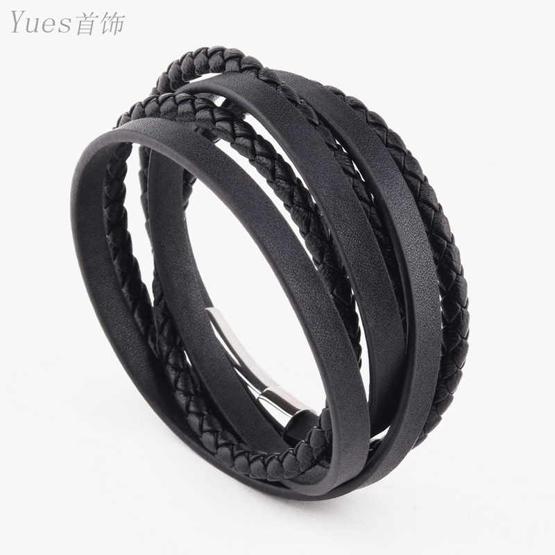 Korean Style Multi-Layered Braided Leather Rope Bracelet for Men, Simple and Fashionable, Trendy Student, Artistic, Casual Hand Jewelry for Women