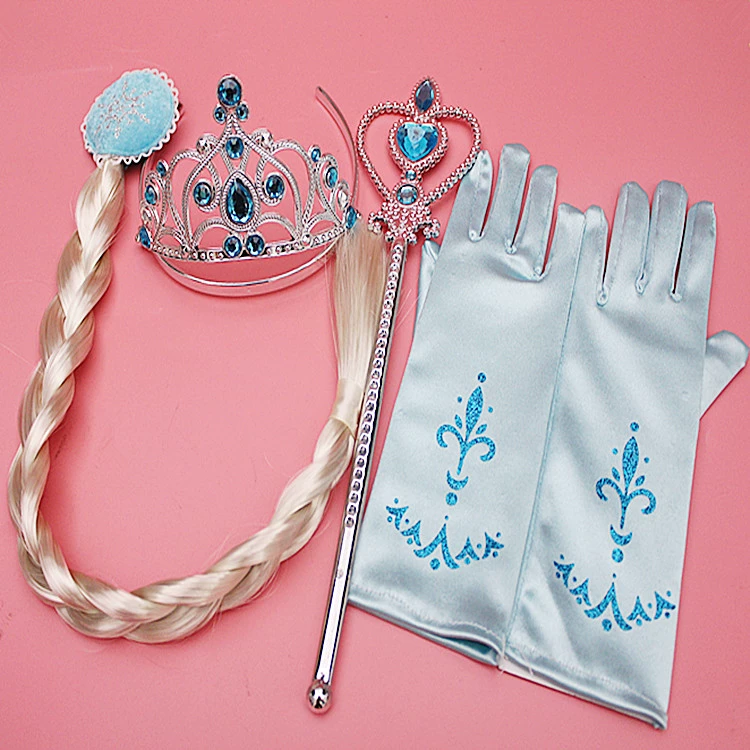 Công chúa nhỏ Mũ nón Set Crown Magic Wand Wig Găng tay hoa Bọ cạp Nữ Ice Snow Romance Girl Hair Phụ kiện băng đô tai thỏ
