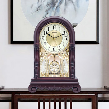 New Chinese-Style Desk Clock, Creative Time-Telling Clock, Luxurious Living Room European-Style Retro Home-Use Antique-Style Tabletop Swing Clock, Silent