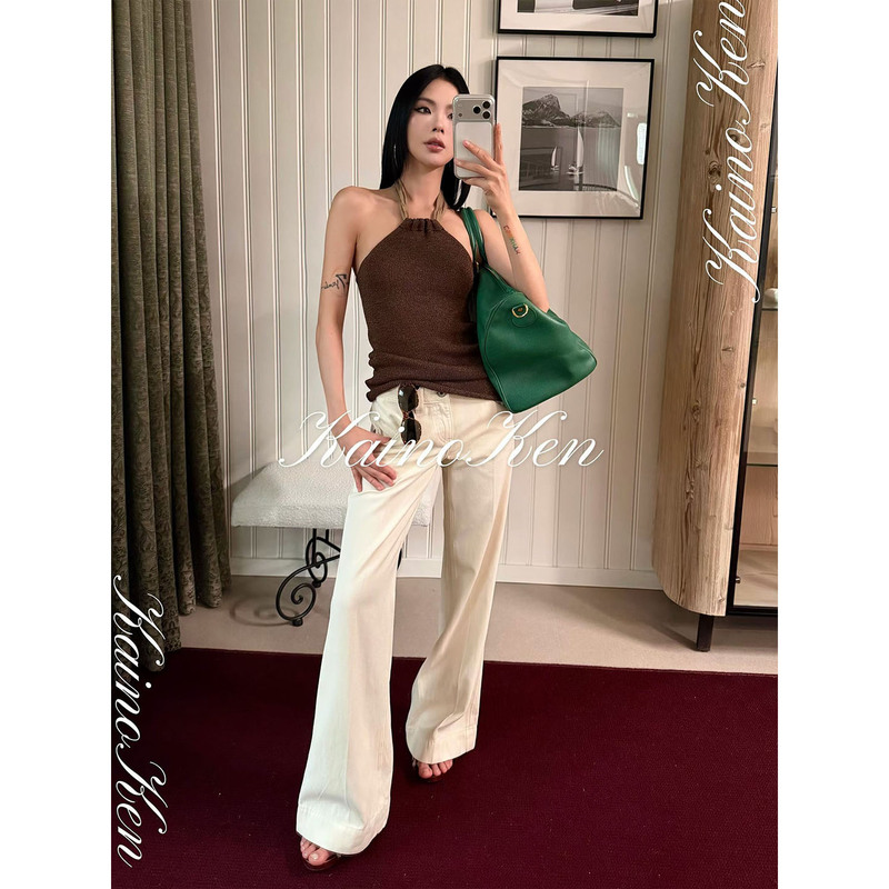 Kaino Ken Mason 2026 New Summer Style Loose and Versatile Mid-Low Waist Slightly Flared Denim Jeans for Women