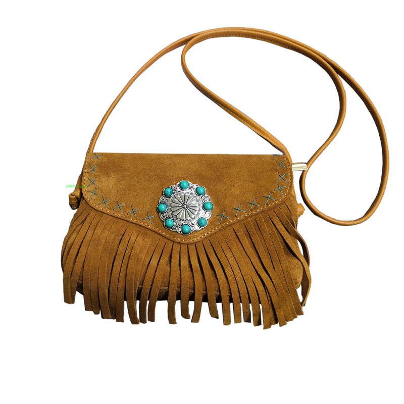 Ethnic Style Flower Beaded Tassel Bag Women's Shoulder Crossbody Bag Suede Leather Frosted Cowhide Woven Contrasting Color Women's Bag Ethnic Style Flower Beaded Tassel Bag Women's Shoulder Crossbody Bag Suede Leather Frosted Cowhide Woven Contrasting Color Women's Bag