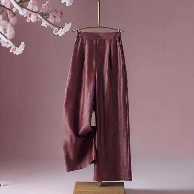 New Style [Red Oil Turtle Red Cloud Yarn Pants] Fashionable Casual Wide-Leg Pants with Elastic Waist, Loose Fit and High-End Feel