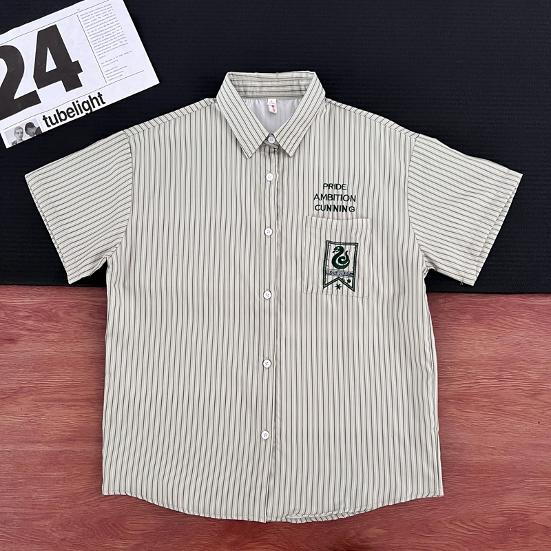 Harry Potter Collaboration Top for Women, Embroidered Print, Loose Fit, Slimming, Preppy Style, Polo Collar, Jk Short-Sleeve Shirt, Trendy