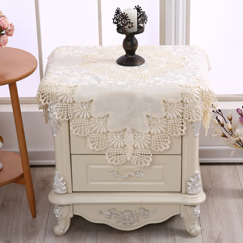 High-end European lace lace lace lace household bedroom bedside table cloth cover cover cover cover counter cloth pure color