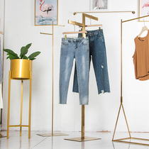 Clothing store Zhongdao rack display rack floor-standing light luxury simple stainless steel gold double-sided hanger bag etc.