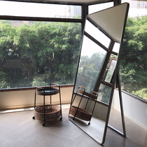 Full-length mirror clothing store dedicated dressing mirror modern floor wall fitting mirror white thin high stereo mirror