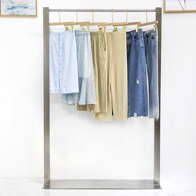 Clothing Shelf Clothing Store Show Shelves Landing Style Stainless Steel Middle Island Positive Side Hanging Display Rack Women's Clothes Hangers Clothes Hanger