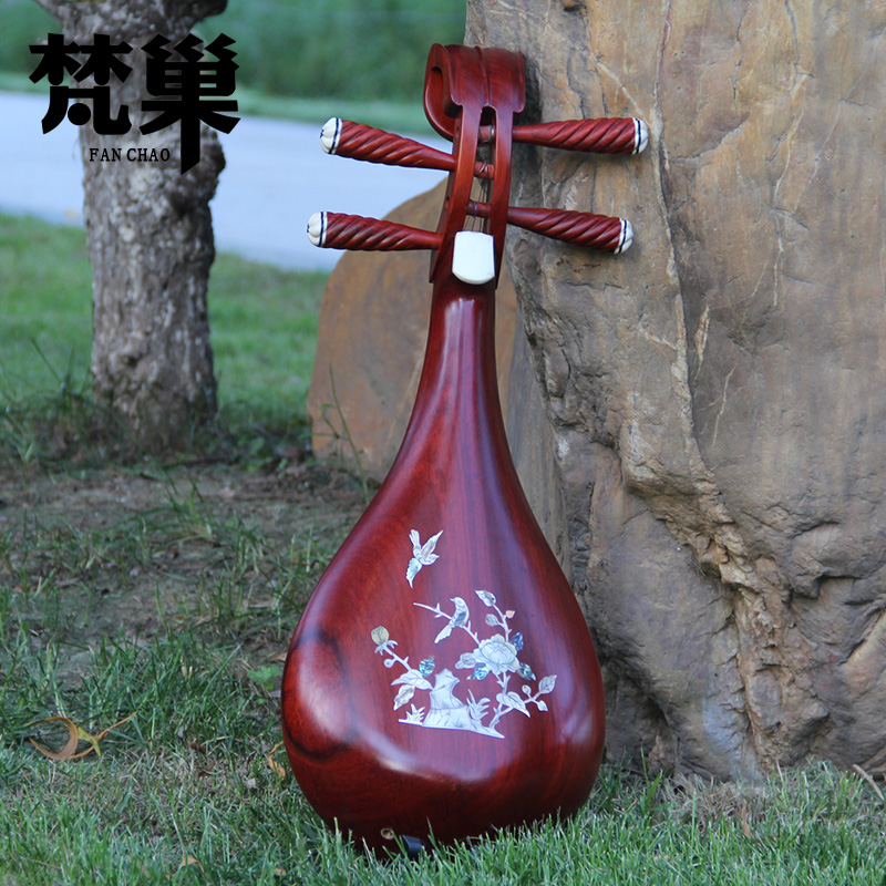 Sanskrit red sandalwood adult play bed-carving technique inlaid amount bamboo pint william musical instrument Mudan flower head giver