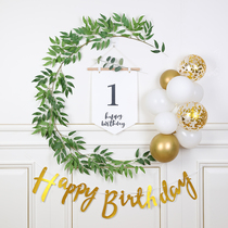 Mori ins baby birthday layout hipster 100 days background wall balloon childrens party scene decoration